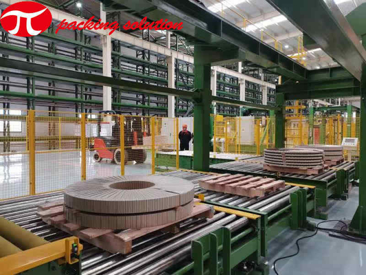 OD 800mm Horizontal Copper Coil Wrapping Machine With Pallet Coveying System