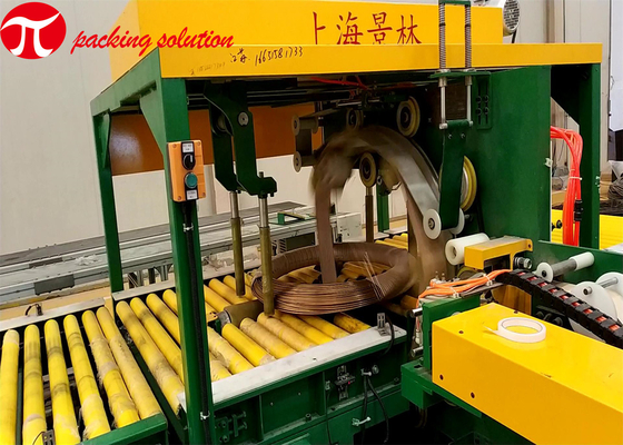 Binding Copper Wire Coil Packing Machine ID500mm Adjustable With Tilting Wrapping System 4.5kw