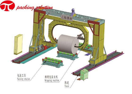 Labour Saving Jumbo Coil Aluminum Wire Coil Packing Line For Compacting Strapping