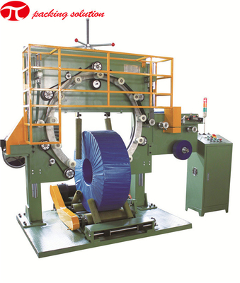 1200mm Coil OD Automatic Wrapping Machine , Coil Packaging Line With Motor Driven Conveyor