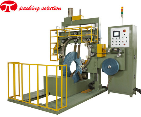 1200mm Coil OD Automatic Wrapping Machine , Coil Packaging Line With Motor Driven Conveyor