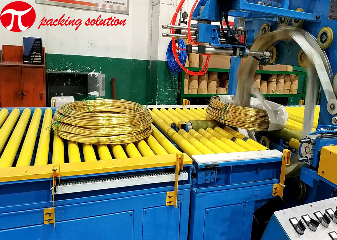 Binding Copper Wire Coil Packing Machine ID500mm Adjustable With Tilting Wrapping System 4.5kw