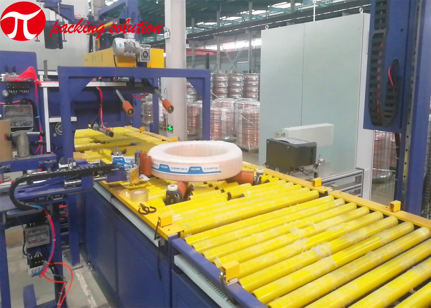 Automatic Metal Coil Packing Line With Bubble Film OD900mm