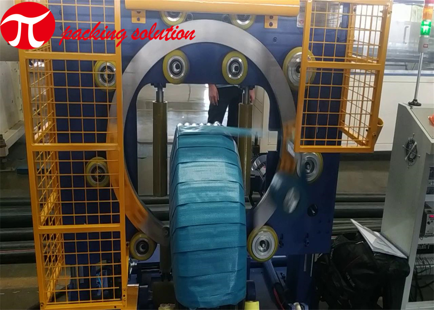 Customized Flexible Pipe Coil Stretch Wrapping Machine Vertical Type Bearing 100KG Coil
