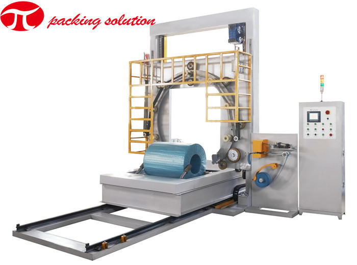 OD 1200mm Aluminum Coil Wrapping Machine 80r/Min Coil Packaging Line With Conveyor