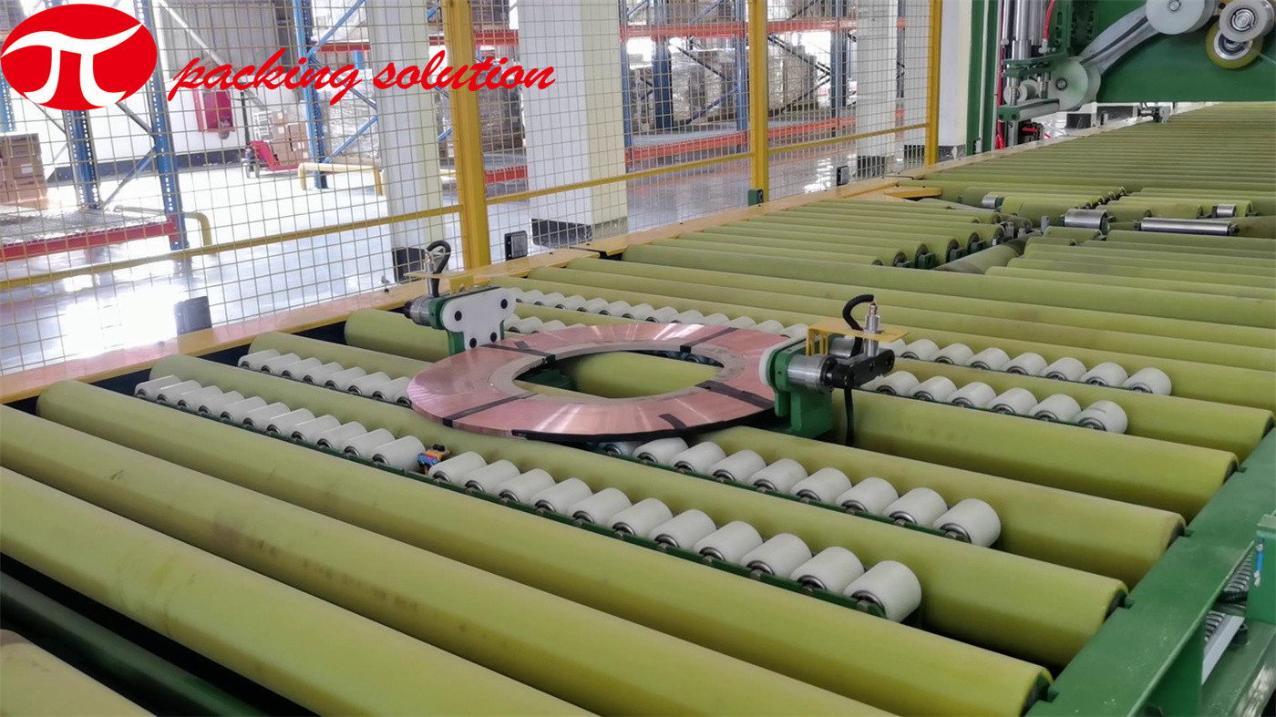 2000-6000mm Automatic Copper Coil Packing Line Stacking Weighing Strapping Packing Line