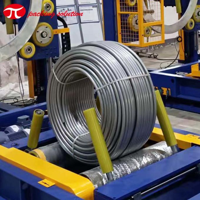 Plastic Pipe Coil Packing Wrapping Machine Automatic Vertical With Trolley